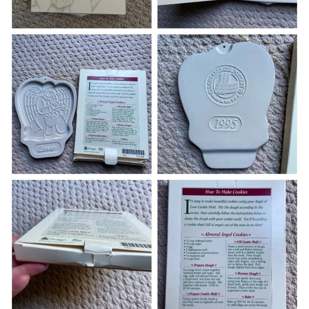 New Longaberger 1995 Pottery Angel Cookie Mold